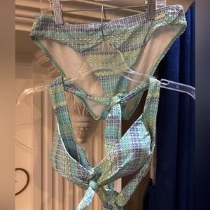 Sunseeker Aqua bikini set Push-up Halter top + bottoms Sz 12